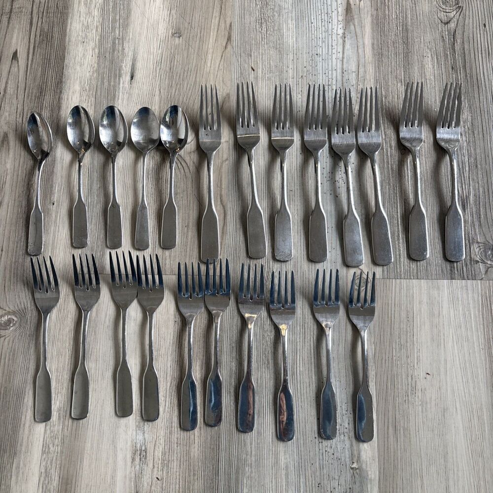 Vintage Farberware Cutlery Forks Spoons Set Of Five 23 Pieces Total